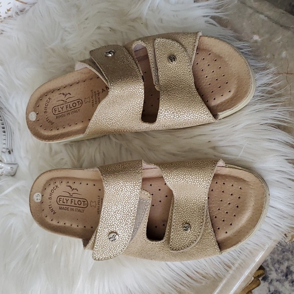 Fly Flot Shoes - Fly Flot anatomic anti shock comfort mules sandals gold size 8